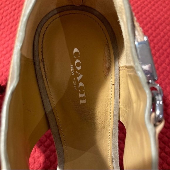 COACH Sz 10 Wexwood 1” Platform 4.5” Heels Suede Zip Back Closure Peep Toe Shoes - Picture 4 of 12